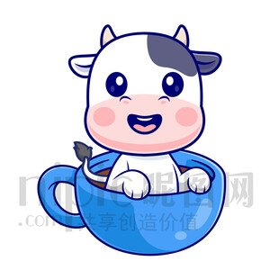 杯子里的可愛小牛