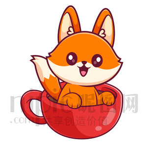 杯中小狐貍的可愛瞬間