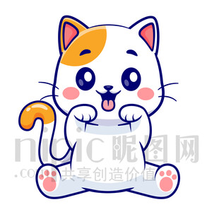 可愛坐姿小貓卡通形象