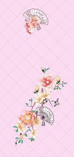 粉色背景中式花卉圖案