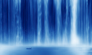 招財(cái)瀑布山水畫