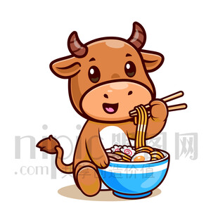 小牛開心吃面條