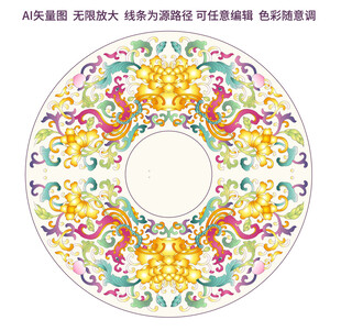 纏枝紋雙鳳紋裝飾花紋桃紋