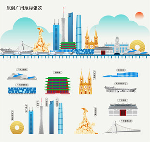 廣州地標(biāo)建筑剪影