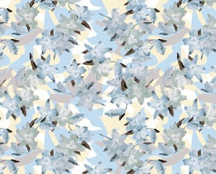 藍(lán)白抽象飛鳥圖案紋理花卉