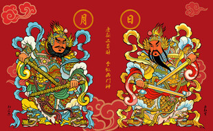 傳統(tǒng)中式門(mén)神畫(huà)像