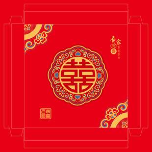 中式喜慶紅色雙喜圖案設(shè)計