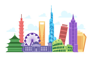 多彩城市地標(biāo)建筑景觀