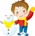 堆雪人卡通男孩
