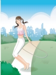 卡通美女跳绳