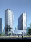 现代场馆高层建筑室外效果图