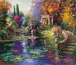 高精油画花园景