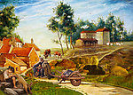 油画风景 山村油画