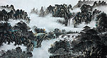 国画淡彩山水画