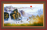 油画 漂亮的山水油画