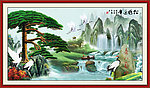 国画 迎客松 松鹤延年