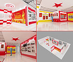 双拥工作站展厅设计（3Dmax带材质灯光源文件 全套效果图）