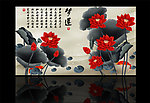 无框画荷花