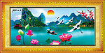 山水画 风景画 荷花 桂林山水