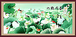 国画荷花 仙鹤