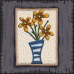 精品桔黄三花无框画