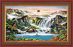 油画 聚宝盆山水油画