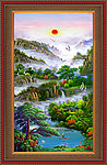 油画 聚宝盆山水油画