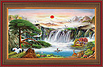 油画 聚宝盆山水油画