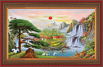 油画 聚宝盆山水油画