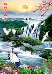 仙鹤迎春图 山水画