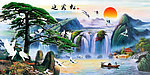 油画 迎客松