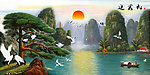 油画 迎客松