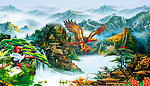 油画 迎客松