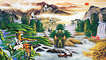 油画 迎客松