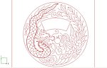 圆形龙凤线雕图