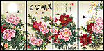 国画牡丹 屏风