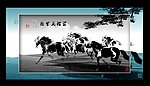八骏全图水墨奔马图