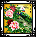 孔雀 牡丹