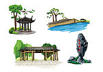 杭州景点手绘