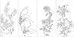 梅兰竹菊 矢量图
