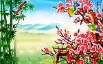 红梅 电视墙背景图