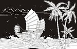 椰树 帆船 海边
