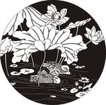 荷花 莲花 黑白图