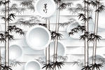 中式电视背景墙  竹背