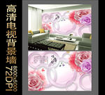 玫瑰花卉3D背景墙