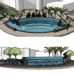 商业入口水景sketchup