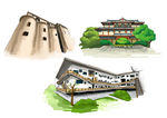 杭州手绘标志建筑