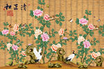 手绘牡丹 仙鹤牡丹 富贵 吉祥