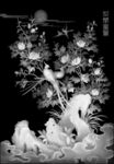 精品牡丹花鸟灰度图