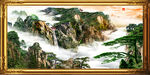 泰山日出山水风景无水画
